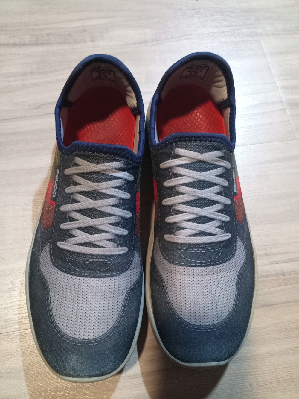 Men's Slip- On Sneakers in Navy, Gray and Red